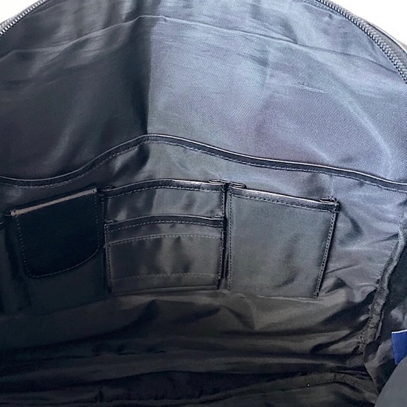 WRALPH LAUREN Black Leather /Canvas Top Handle Briefcase Crossbody Shoulder Bag - Picture 10 of 17